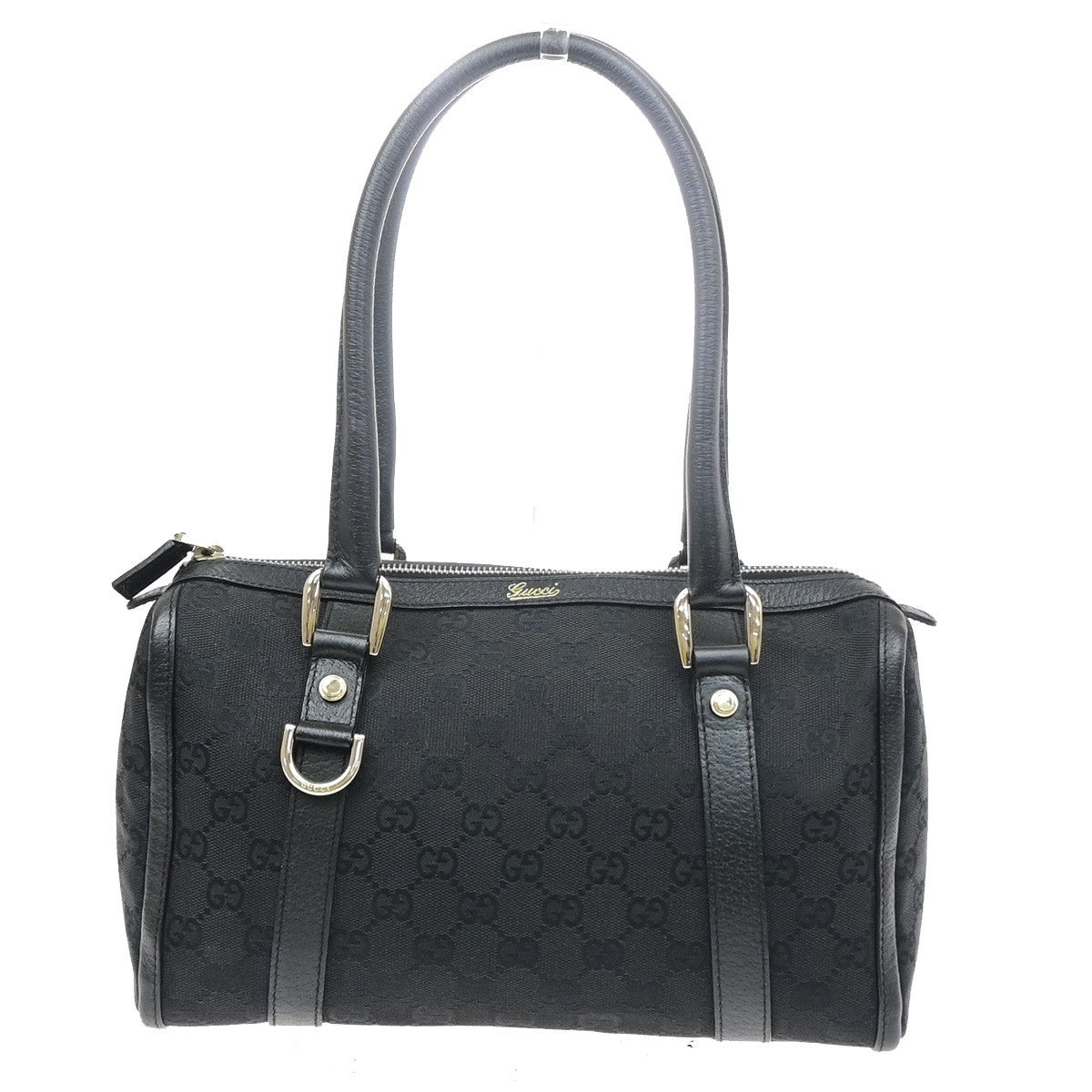 GUCCI Logo GG Pattern Abbey Shoulder Hand Bag Canvas Leather Black Italy 85SA159