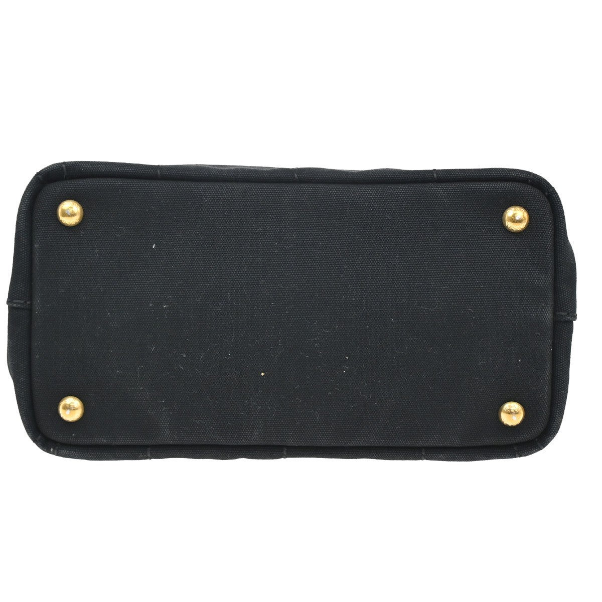 PRADA Logo Canapa 2Way Shoulder Hand Bag Canvas Leather Black GHW 77KB733