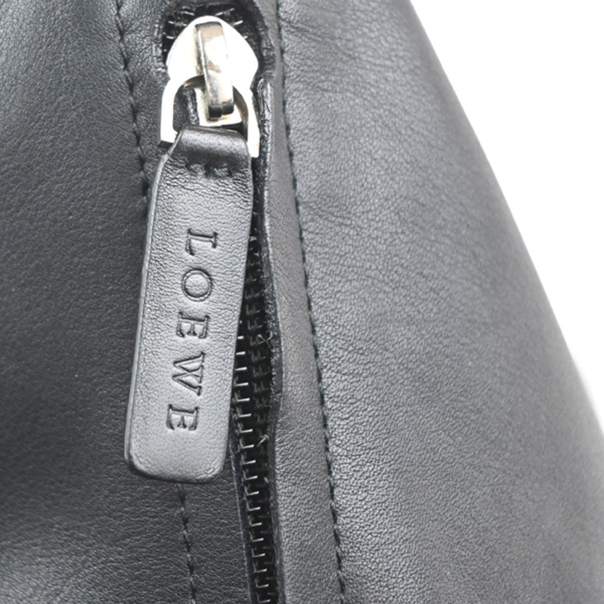 LOEWE Logo One Shoulder Hand Bag Nappa Leather Black SHW Spain 65MA400