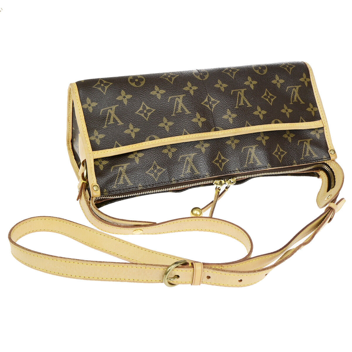 LOUIS VUITTON Popincourt Haut Shoulder Bag Monogram Leather Brown M40007 12SJ212
