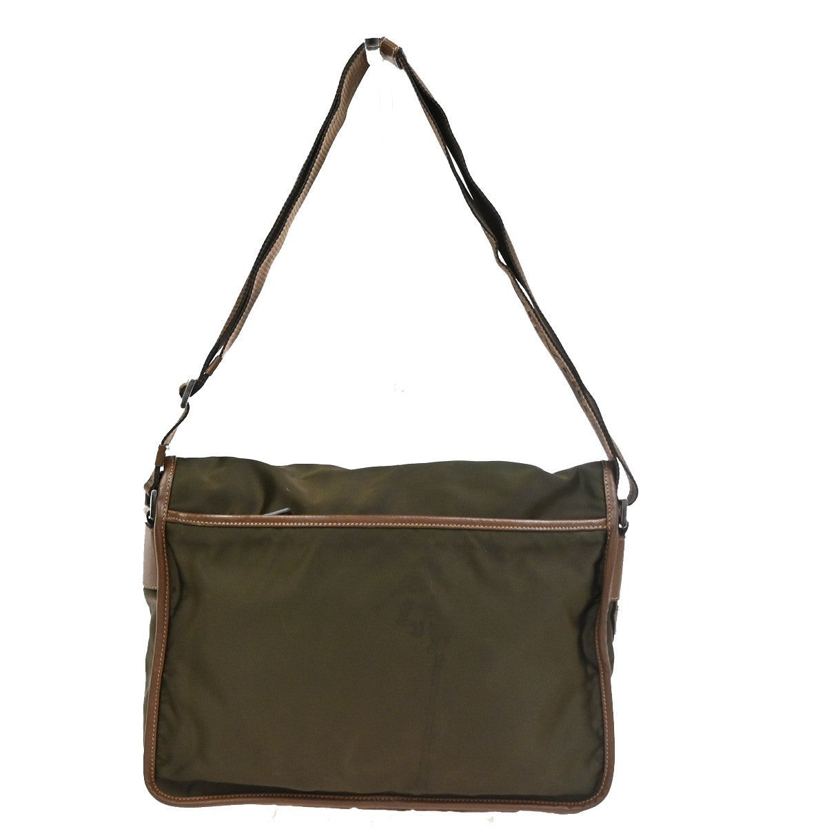 PRADA MILANO Tessuto Messenger Shoulder Bag Nylon Leather Italy Khaki 32CA854