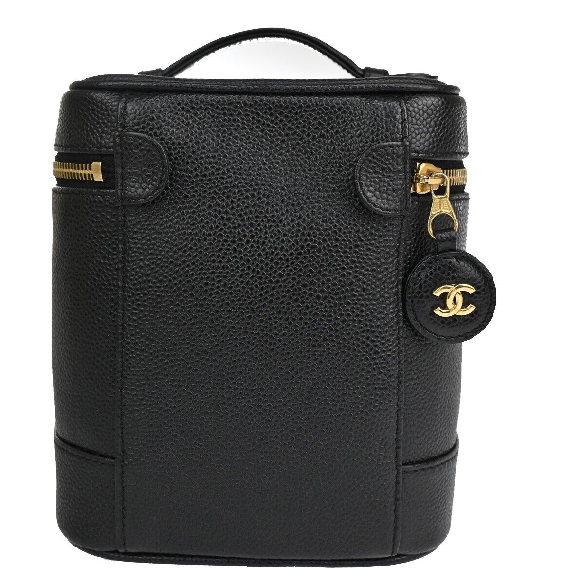 CHANEL CC Logo Vanity Cosmetic Hand Bag Caviar Skin Leather Black GHW 660RJ644