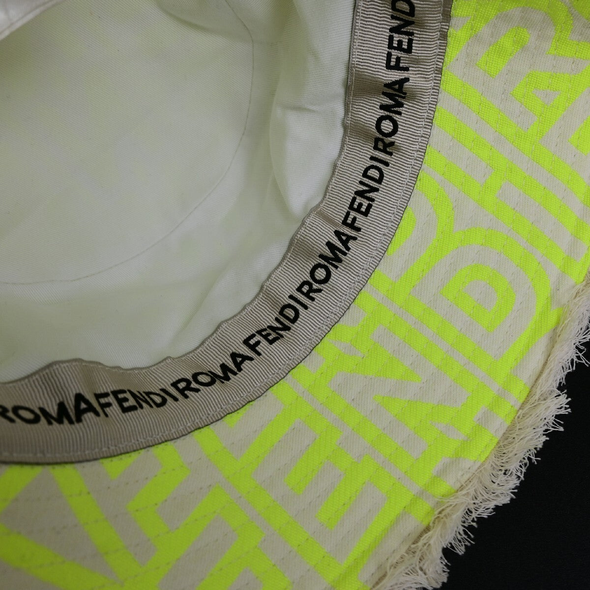FENDI×MARC JACOBS Logo Bucket Hat #S Cotton Yellow Italy 64RL016