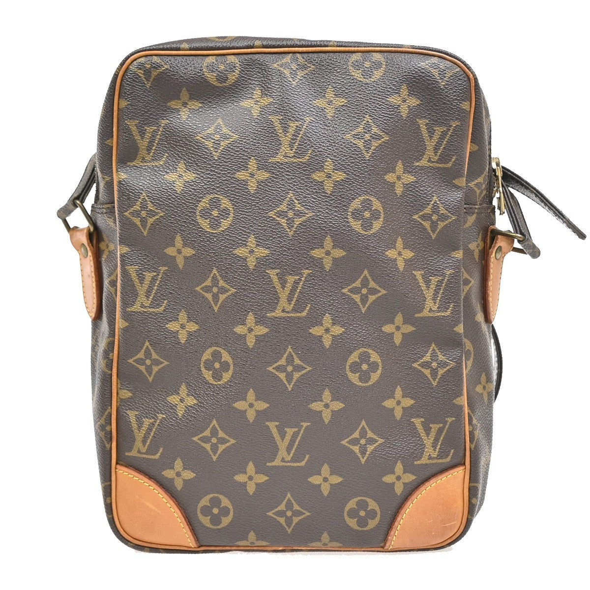 LOUIS VUITTON Logo Danube MM Shoulder Bag Monogram Leather Brown M45264 31KB403