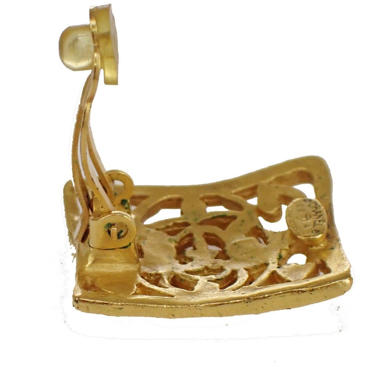 CHANEL CC Logo Button Earrings 95A Clip-On GHW France Accessory 73RJ577