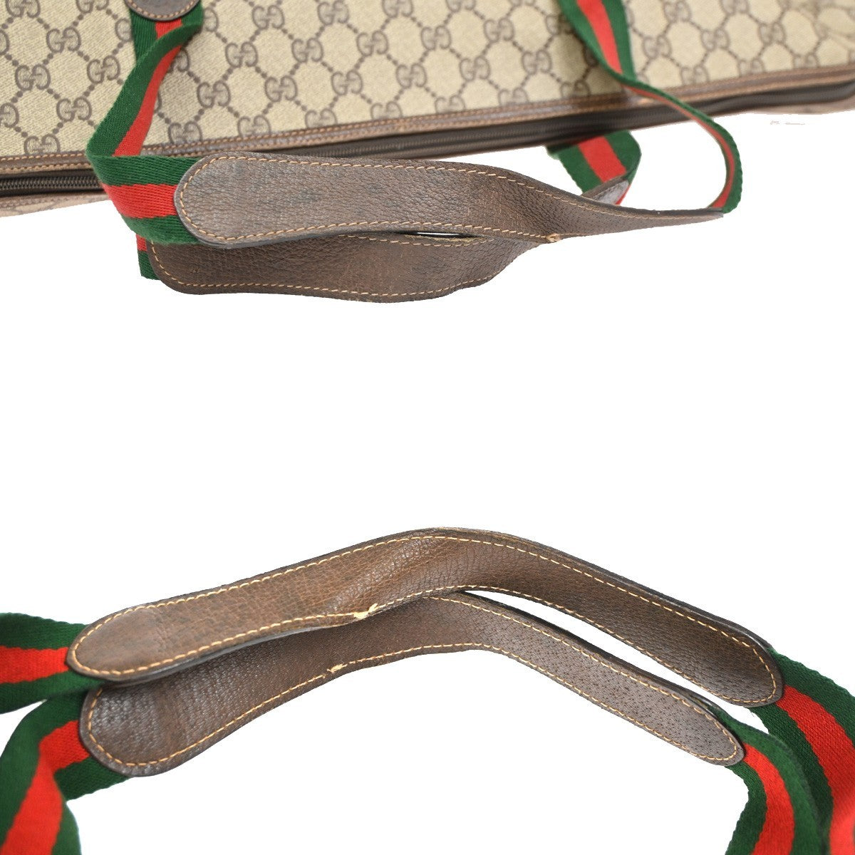 GUCCI Web Stripe Sherry GG Pattern Shoulder Bag PVC Leather Brown Italy 33TA685