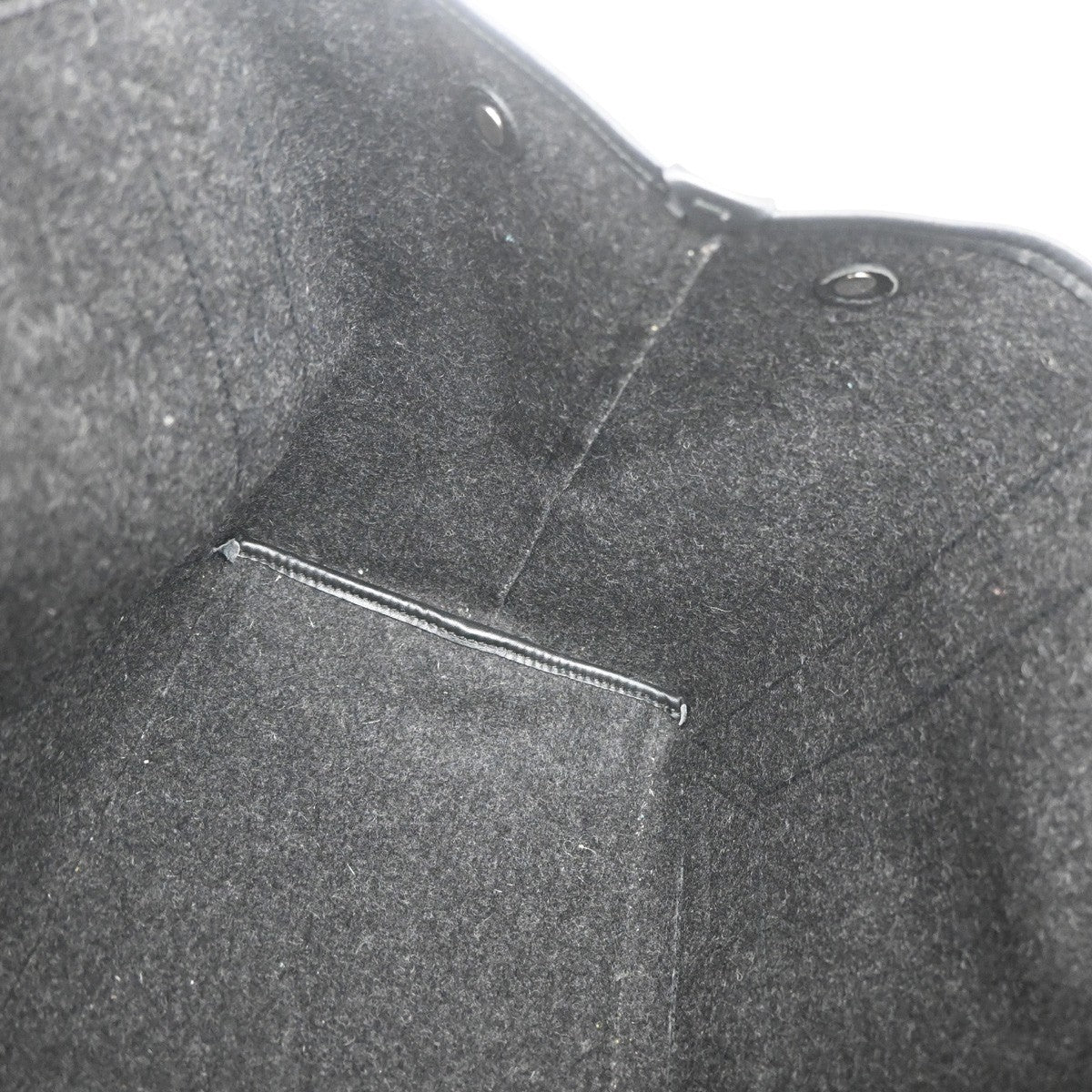 BALENCIAGA Logo Navy Cabas S Hand Bag Wool Felt Fabric Leather Black 30YH822