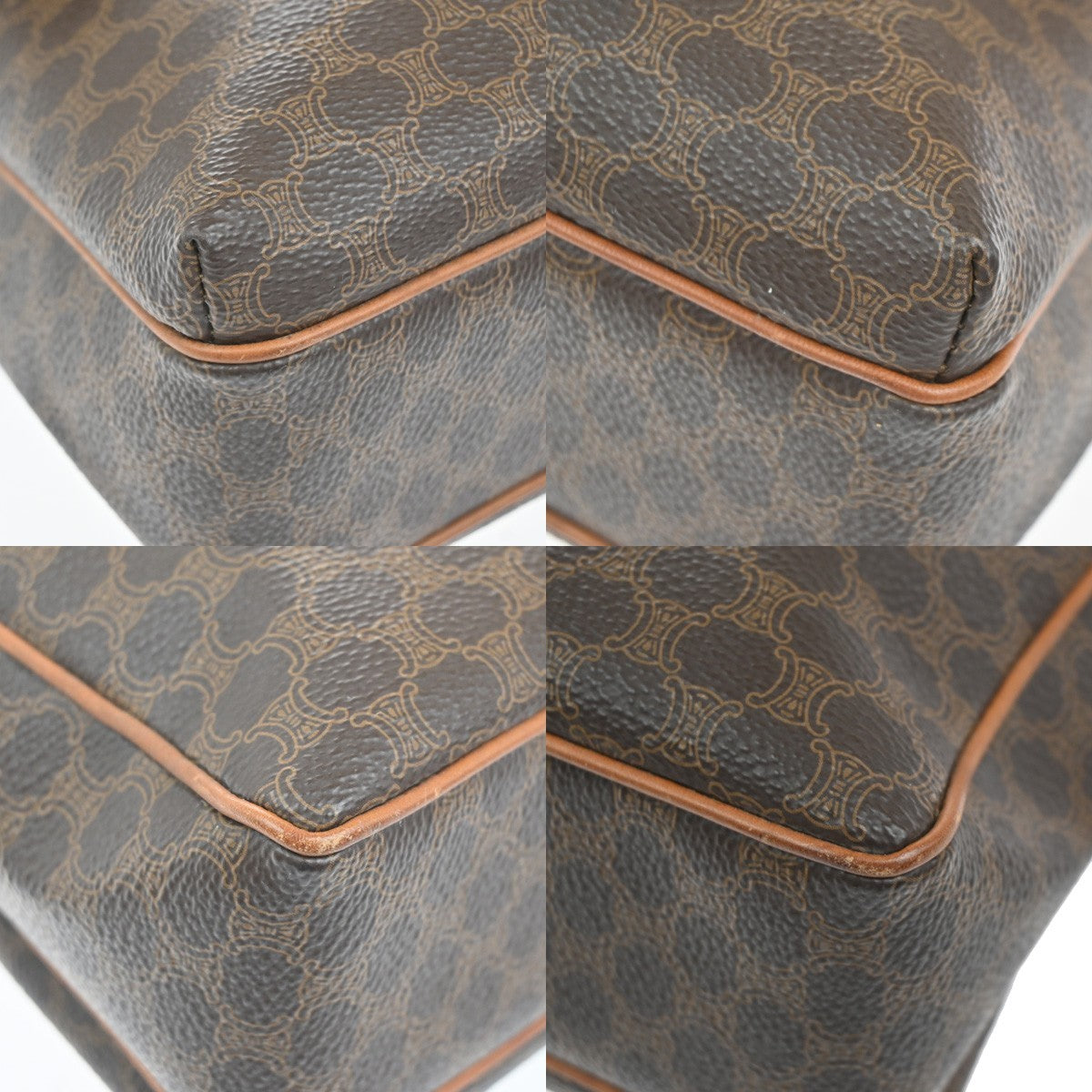 CELINE Logo Macadam Pattern Shoulder Bag PVC Leather Brown GHW Italy 64KC652