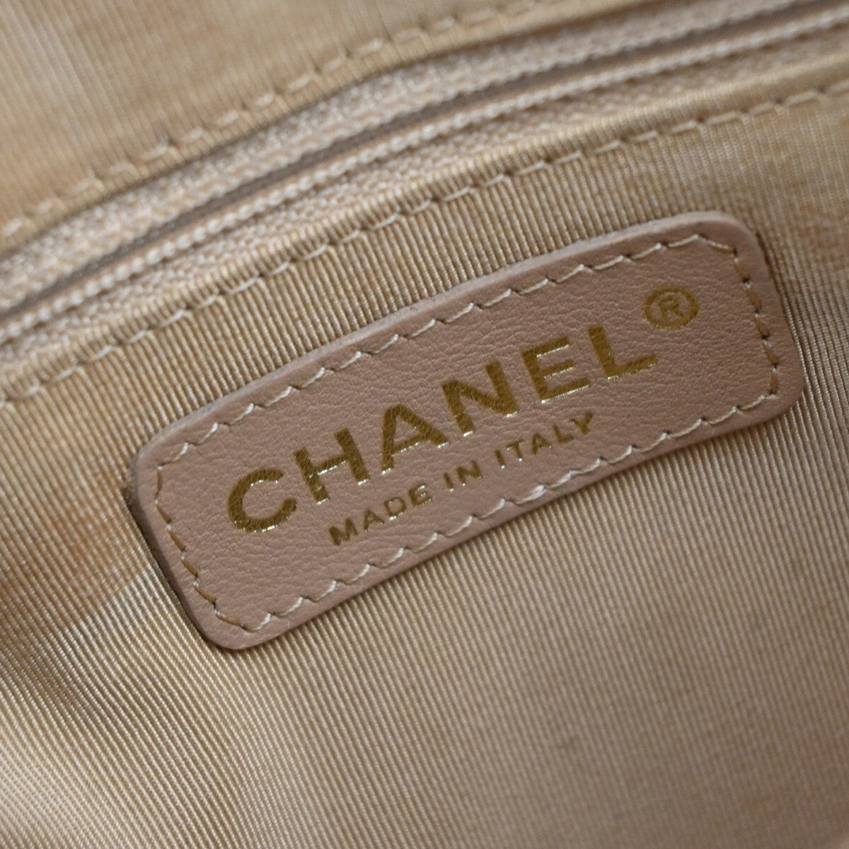 CHANEL Timeless CC Matelasse Chain Shoulder Bag Calfskin Leather Beige 813RF263