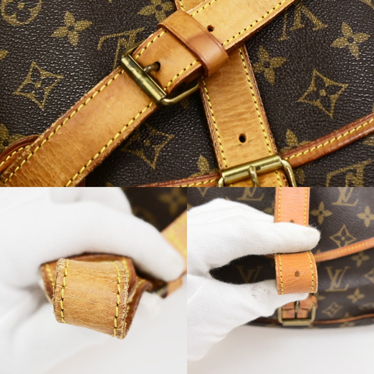 LOUIS VUITTON Logo Saumur 30 Shoulder Bag Monogram Leather Brown M42256 73CB038