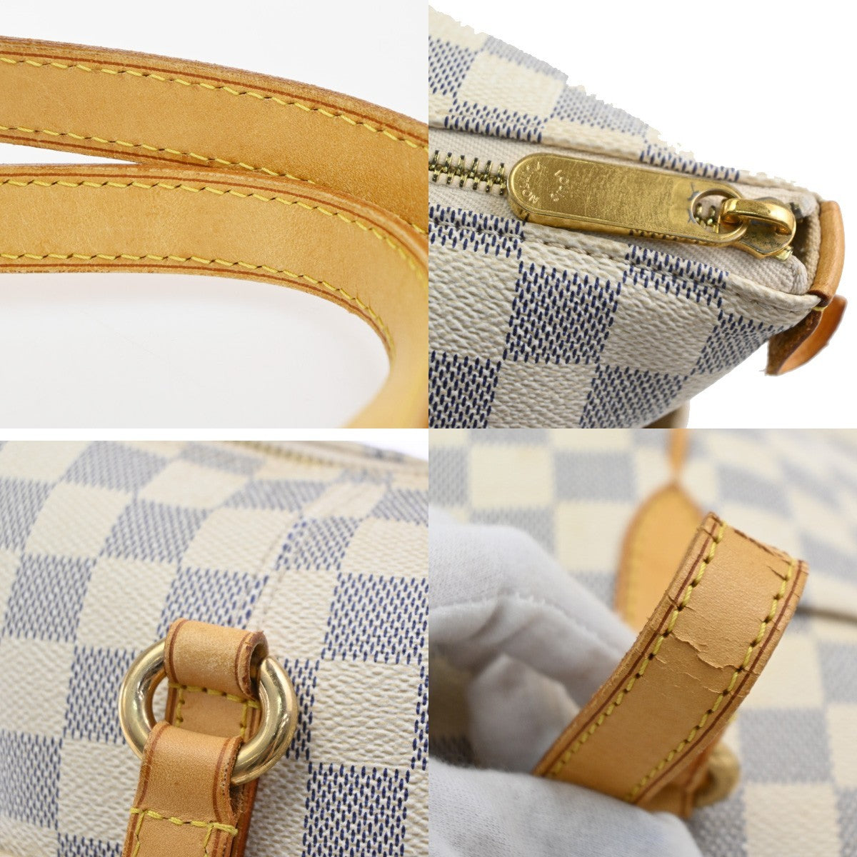 LOUIS VUITTON Totally MM Shoulder Bag Damier Azur Leather White N51262 12SA004