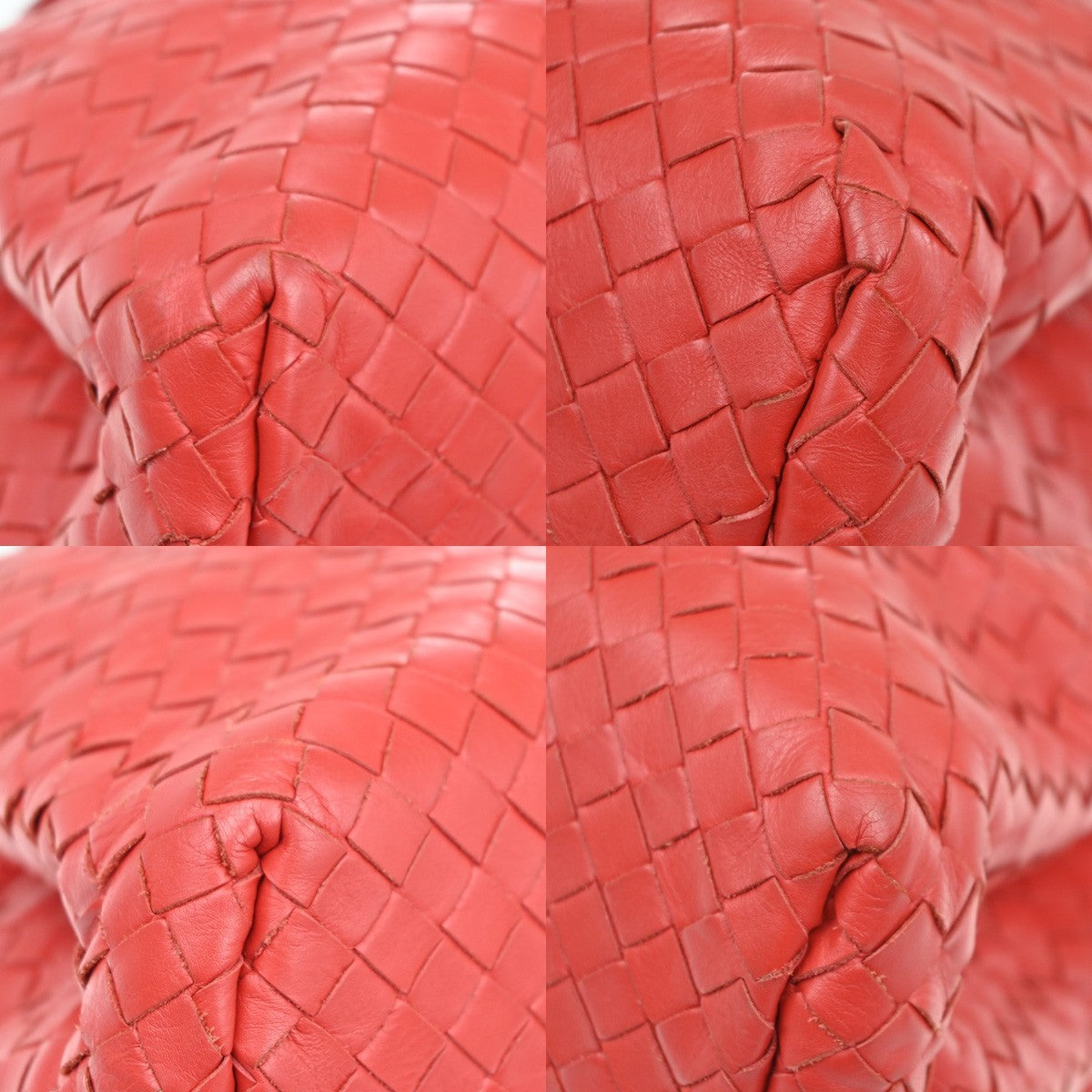 BOTTEGA VENETA Logo Intrecciato Roma 2way Shoulder Hand Bag Leather Red 91MA415