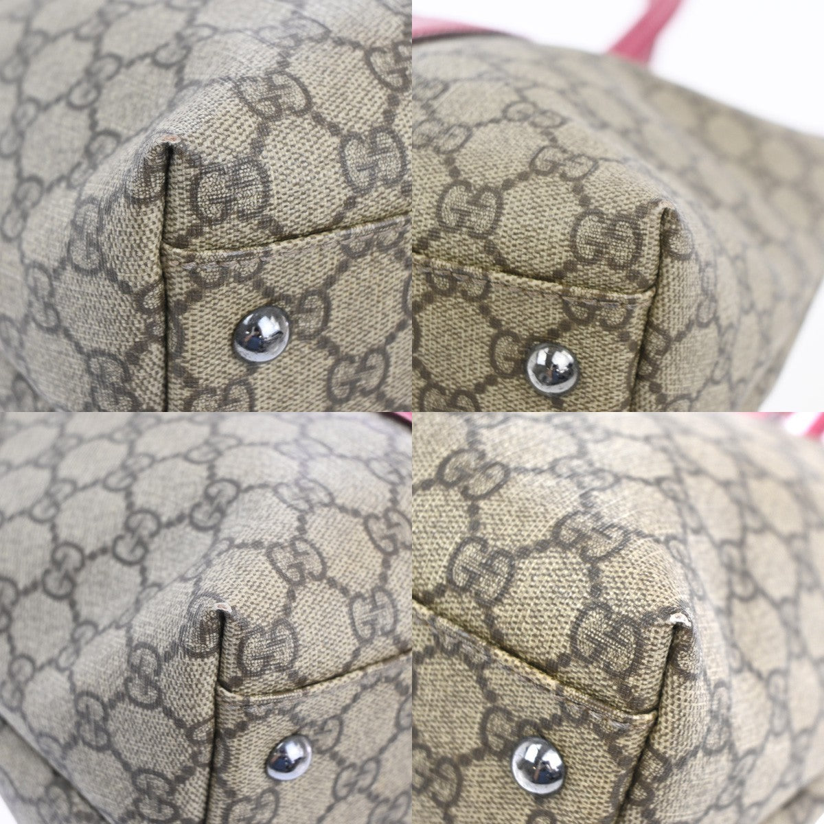 GUCCI Logo GG Pattern Shoulder Hand Bag Supreme Leather Beige Pink Italy 36MA427