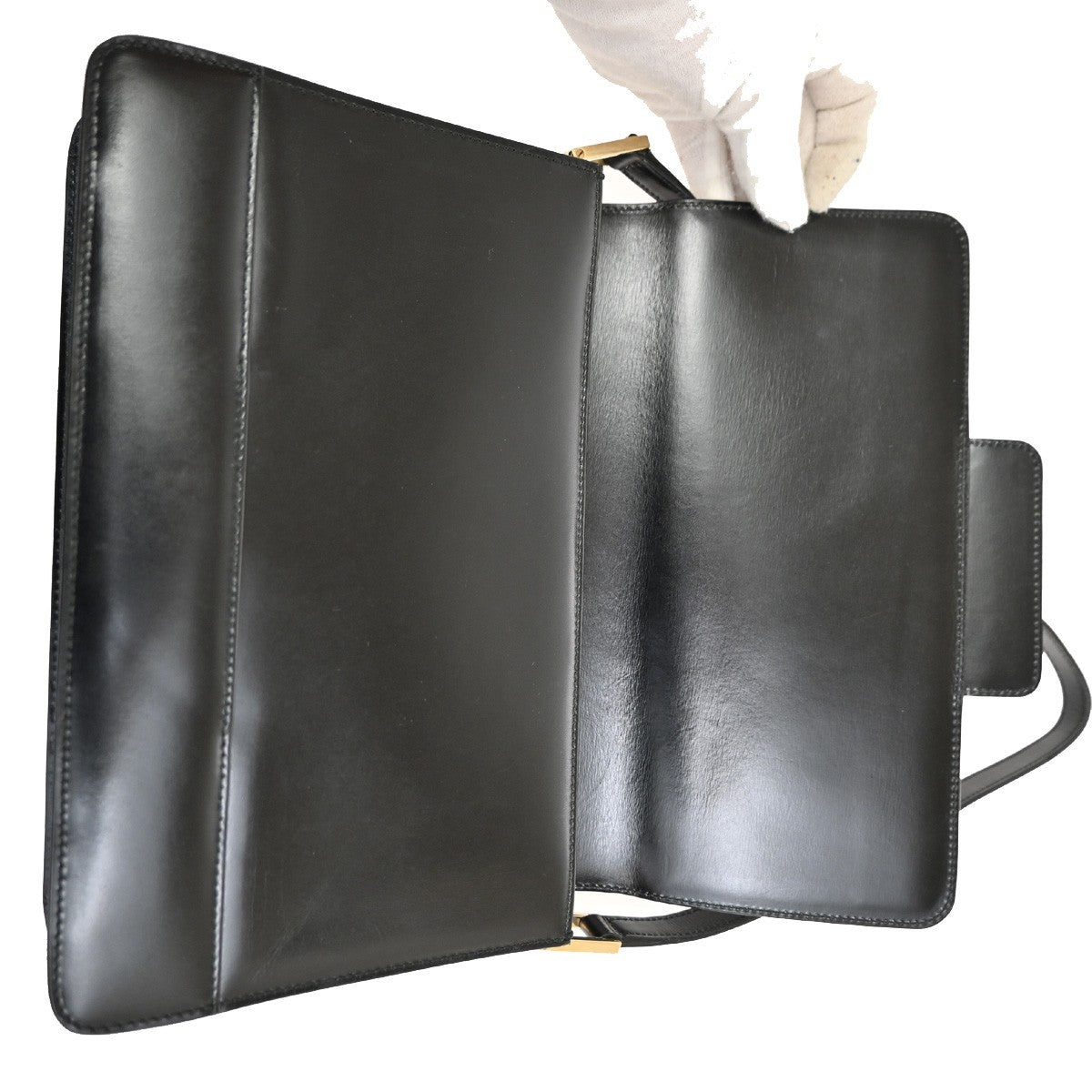 GUCCI Logo GG Shoulder Bag Leather Black Italy GHW 67TA289