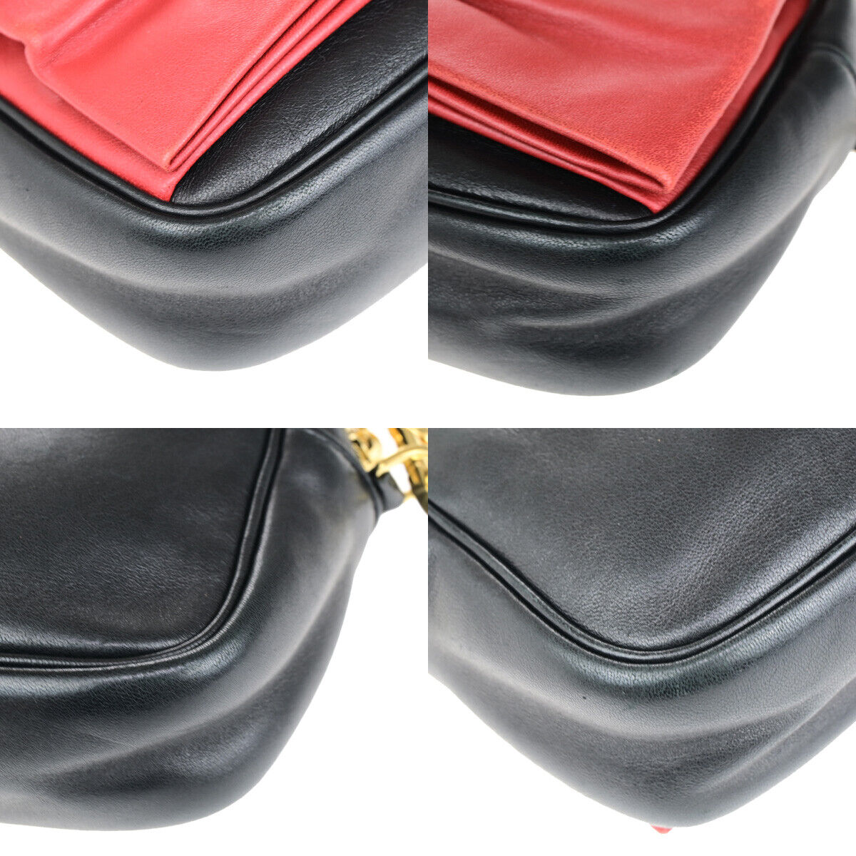 PRADA Logo Fiocco Bow Mini Crossbody Shoulder Bag Leather Black Red GHW 28YG621