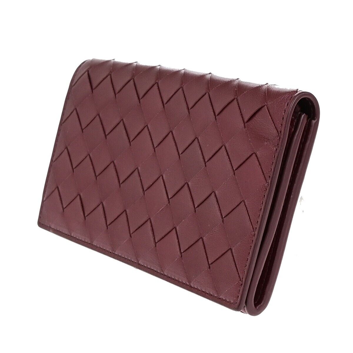 BOTTEGA VENETA Logo Intrecciato Long Bifold Wallet Leather Bordeaux GHW 39EC663