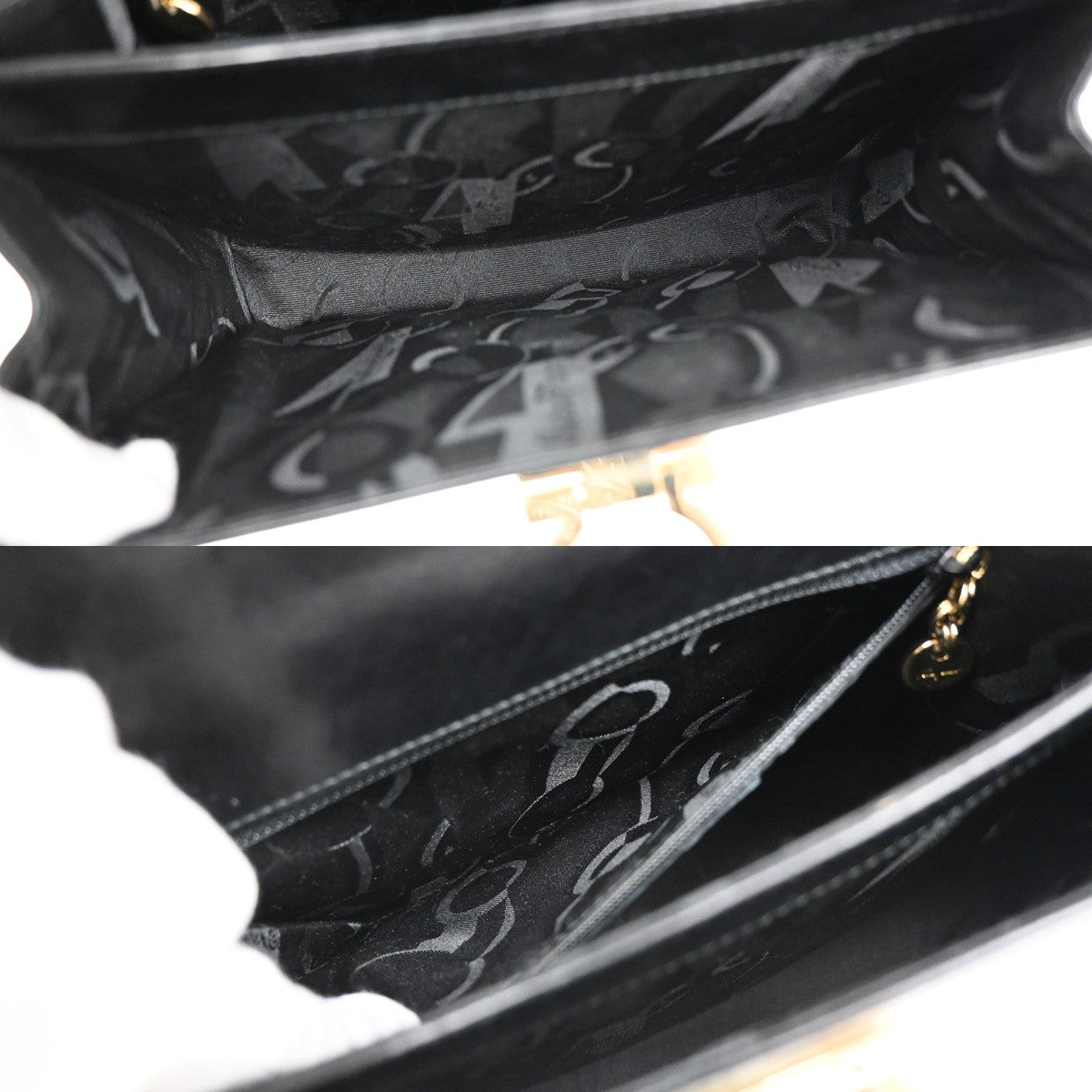 SALVATORE FERRAGAMO Gancini 2Way Shoulder Hand Bag Leather Black GHW 76RL108