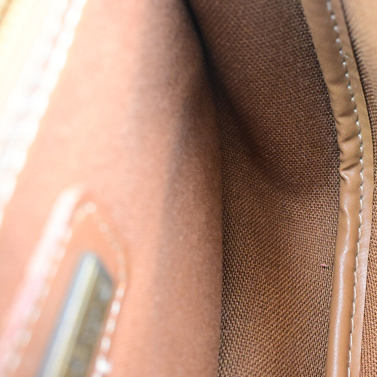 CHRISTIAN DIOR Logo Honeycomb Mini Shoulder Bag PVC Leather Brown GHW 61YG492