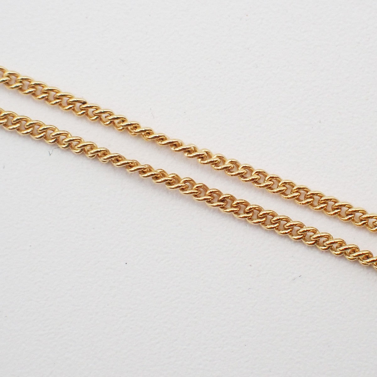 CHRISTIAN DIOR Logo Rhinestone Chain Necklace Pendant Gold Plated 02YJ116