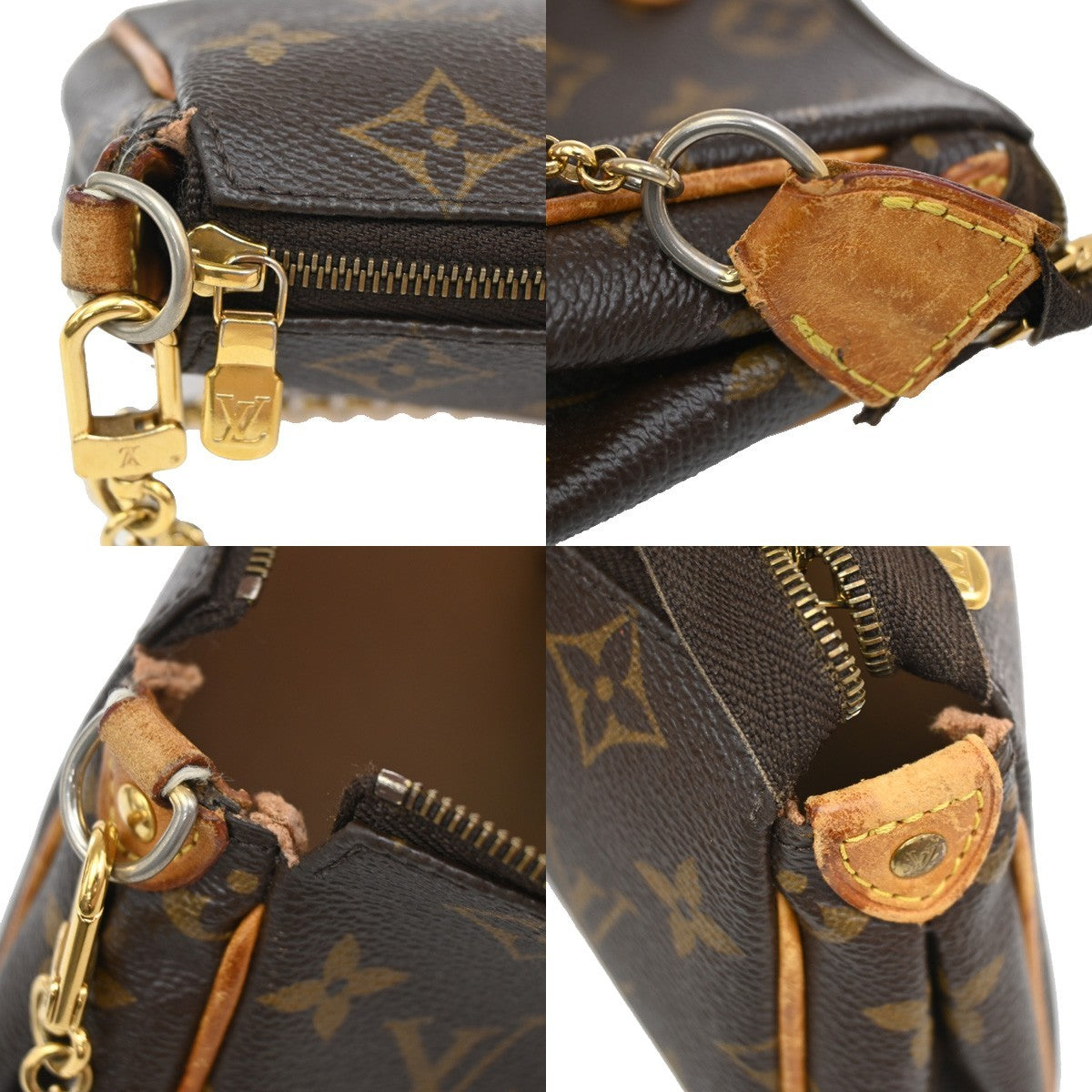 LOUIS VUITTON Logo Eva Chain Shoulder Bag Monogram Leather Brown M95567 16KP046