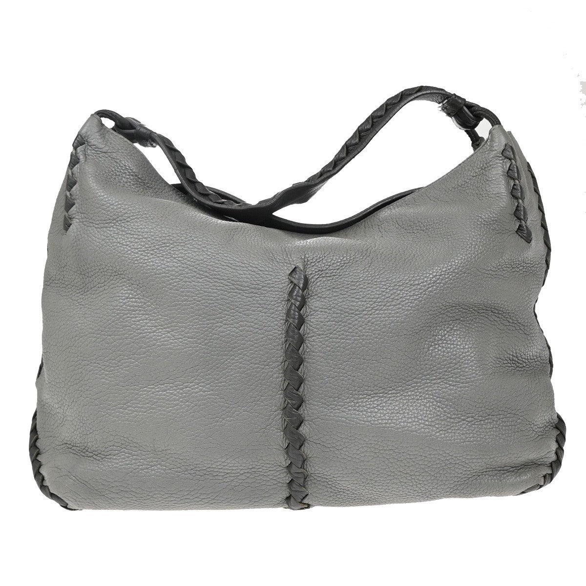 BOTTEGA VENETA Logo Hobo Shoulder Hand Bag Leather Gray Italy 31KB181
