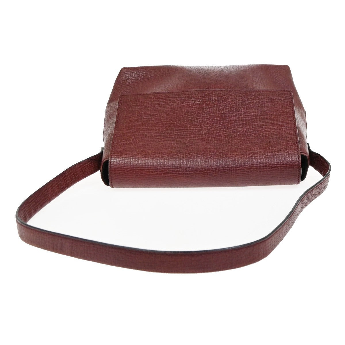 LOEWE Logo Shoulder Bag Embossing Leather Burgundy SHW Spain 32CA971