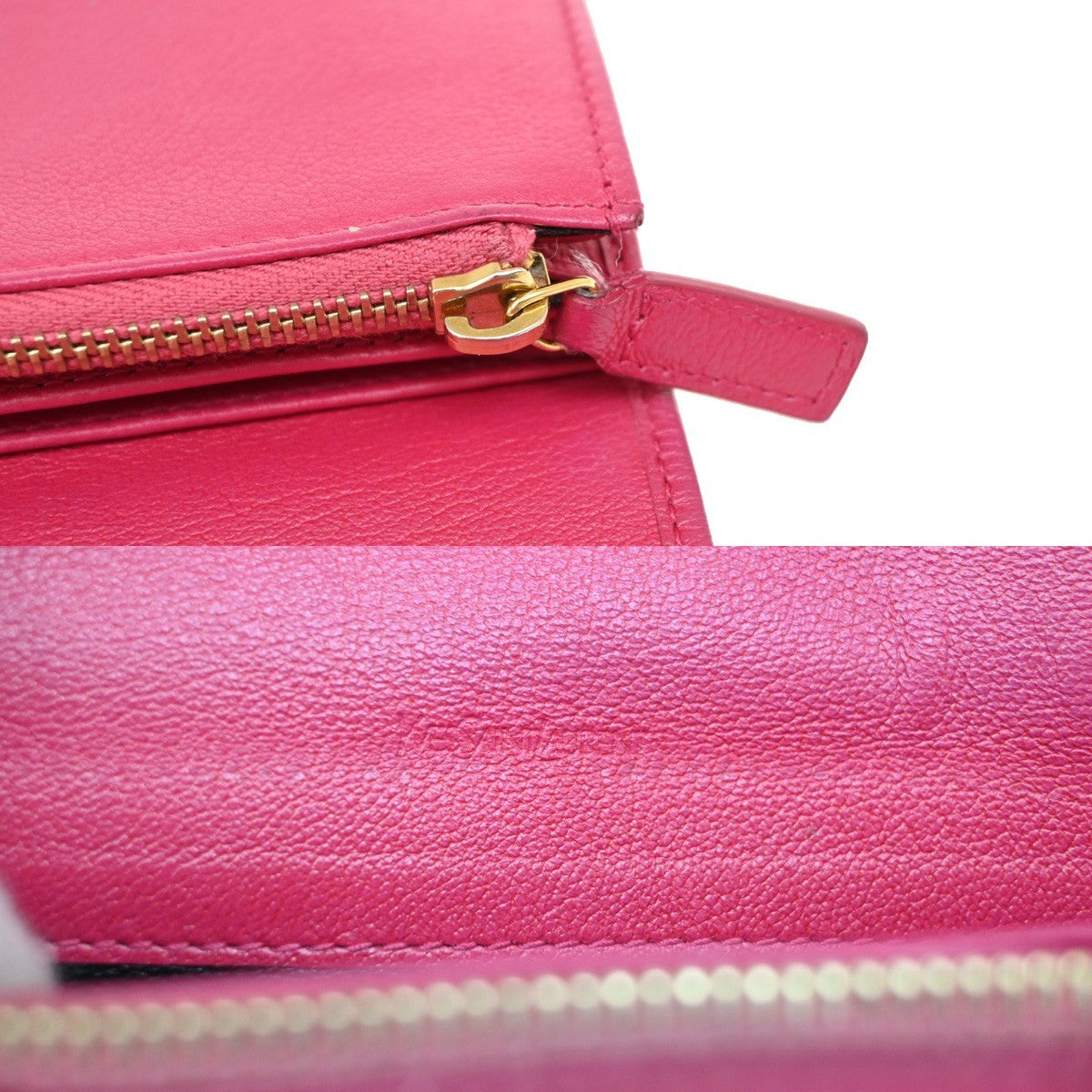 YVES SAINT LAURENT YSL Logo Belle De Jour Long Wallet Leather Pink GHW 66KB977