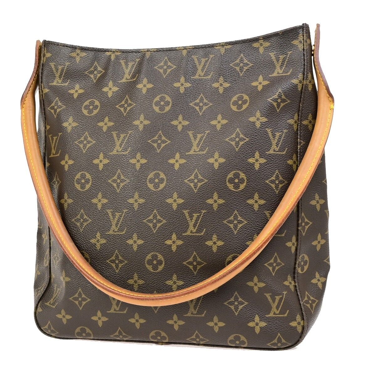 LOUIS VUITTON Logo Looping GM Shoulder Bag Monogram Leather Brown M51145 89ED212