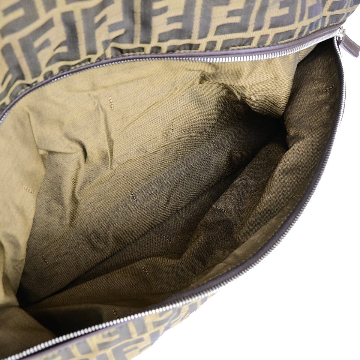 FENDI Zucca Rolling Duffel Bag Trolley Case Canvas Leather Brown SHW 70KB650
