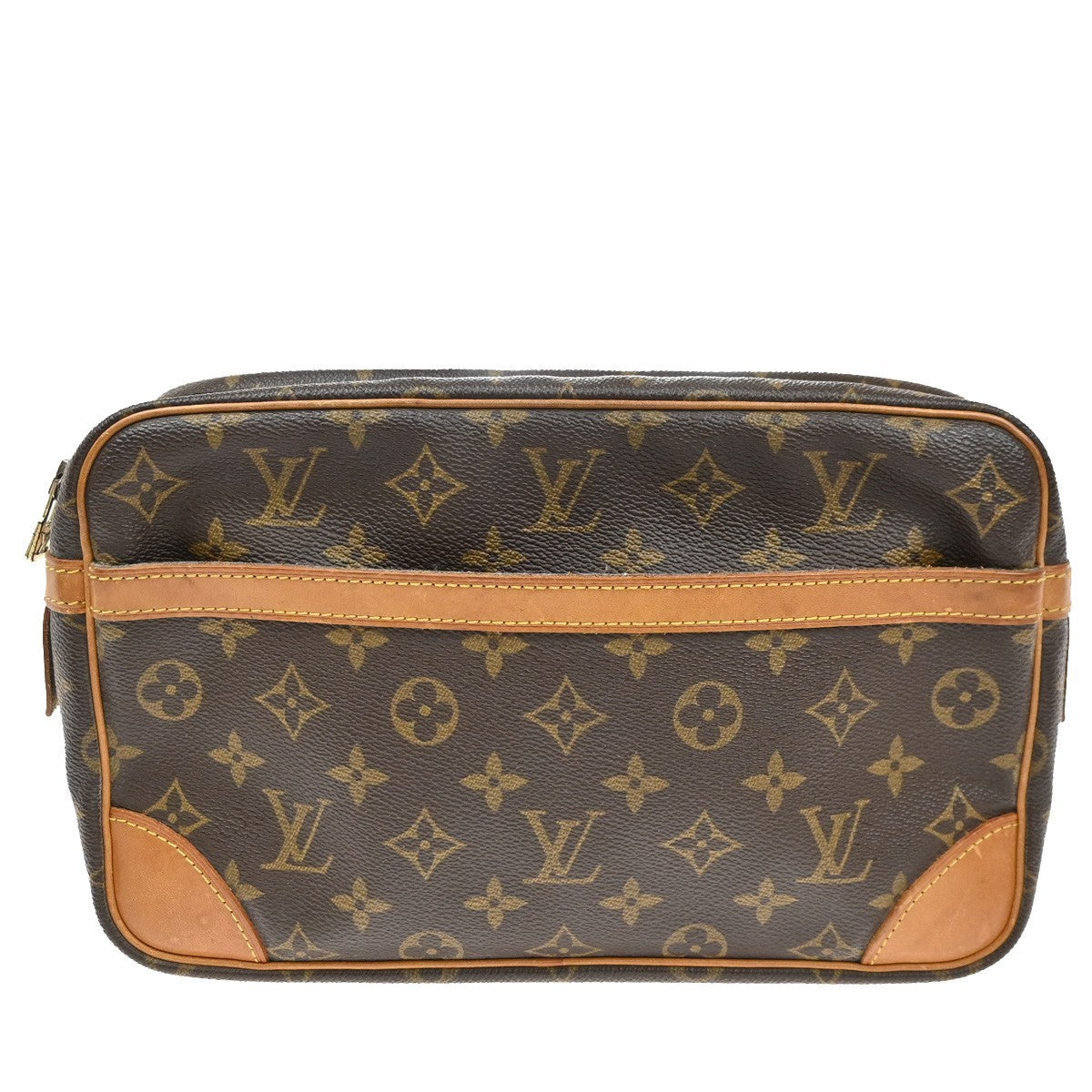 LOUIS VUITTON Compiegne 28 Clutch Hand Bag Monogram Leather Brown M51845 67TA247