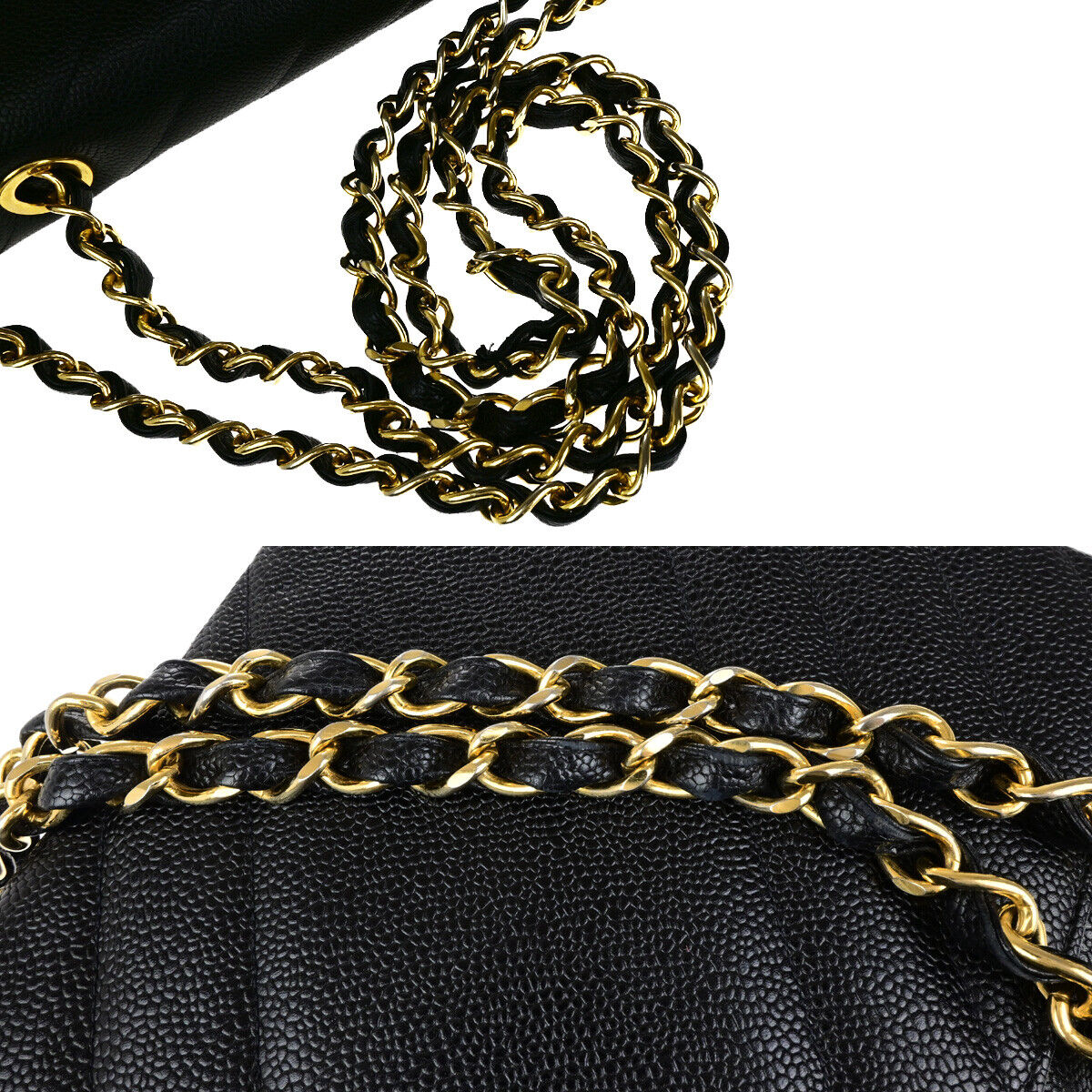 CHANEL CC Bias Stitch Chain Shoulder Bag Grained Calfskin Leather BK 744RK771