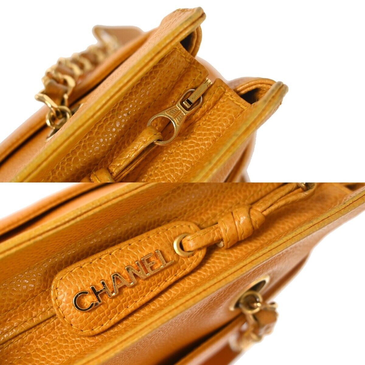 CHANEL Triple CC Logo Chain Shoulder Bag Grained Calfskin Leather OG 683RH552