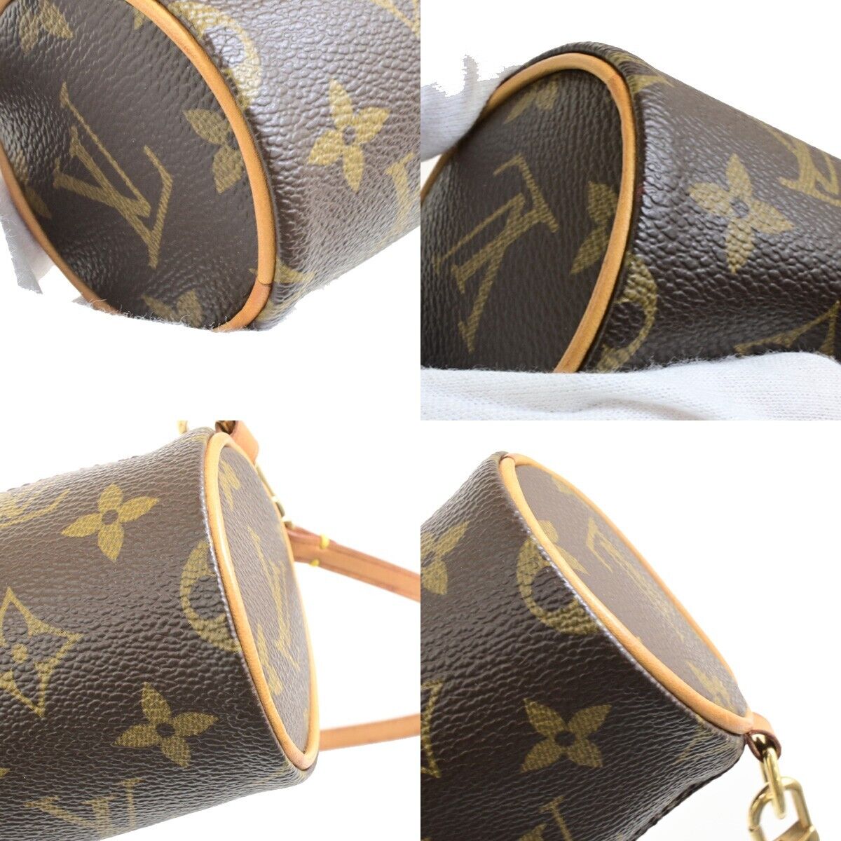 LOUIS VUITTON Logo Papillon Pochette Hand Bag Monogram Leather BN M51380 62FB514