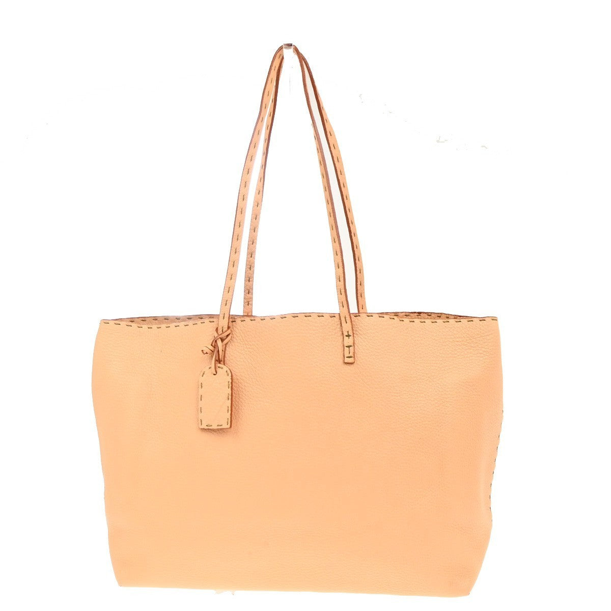 FENDI Selleria Logo Shoulder Tote Hand Bag Charm Leather Orange Italy 87MA291