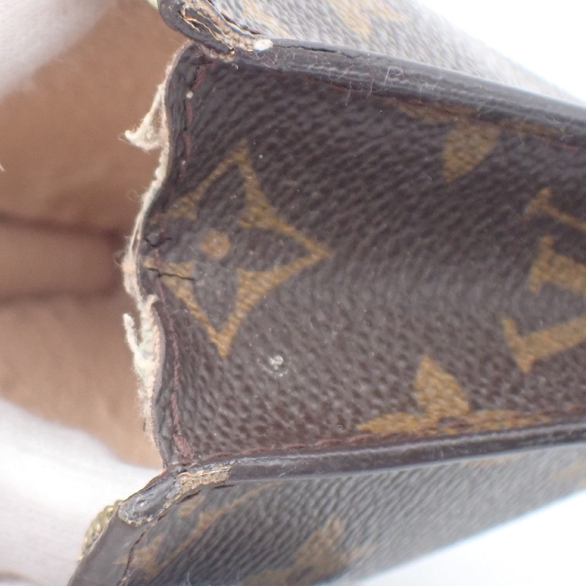 LOUIS VUITTON Logo BUCKET PM Pouch Bag Monogram Leather Brown France 02KC143