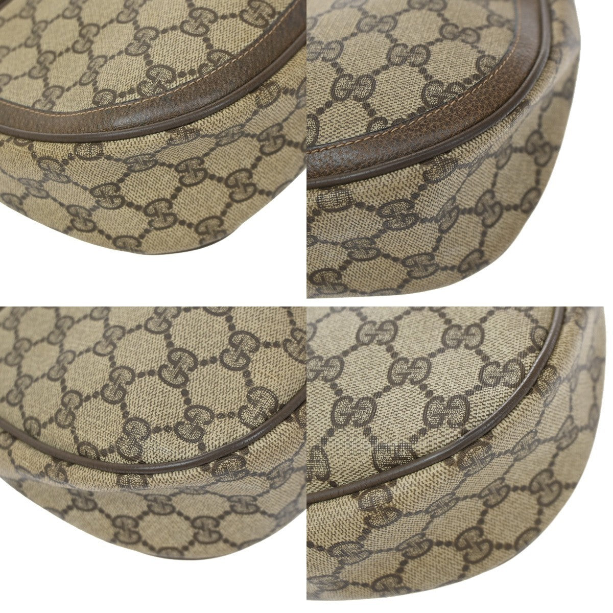 GUCCI Logo Web Sherry GG Pattern Shoulder Bag PVC Leather Brown Italy 04YJ170