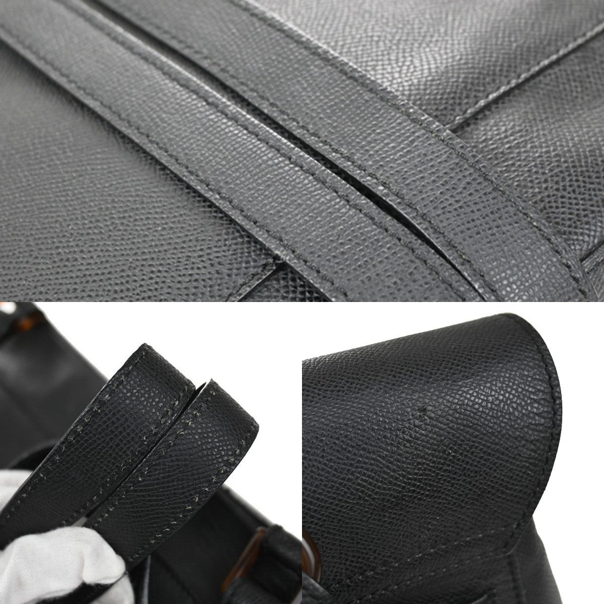 CHANEL CC Logo Backpack Bag Leather Plastic Black GHW Italy Vintage 620RF612