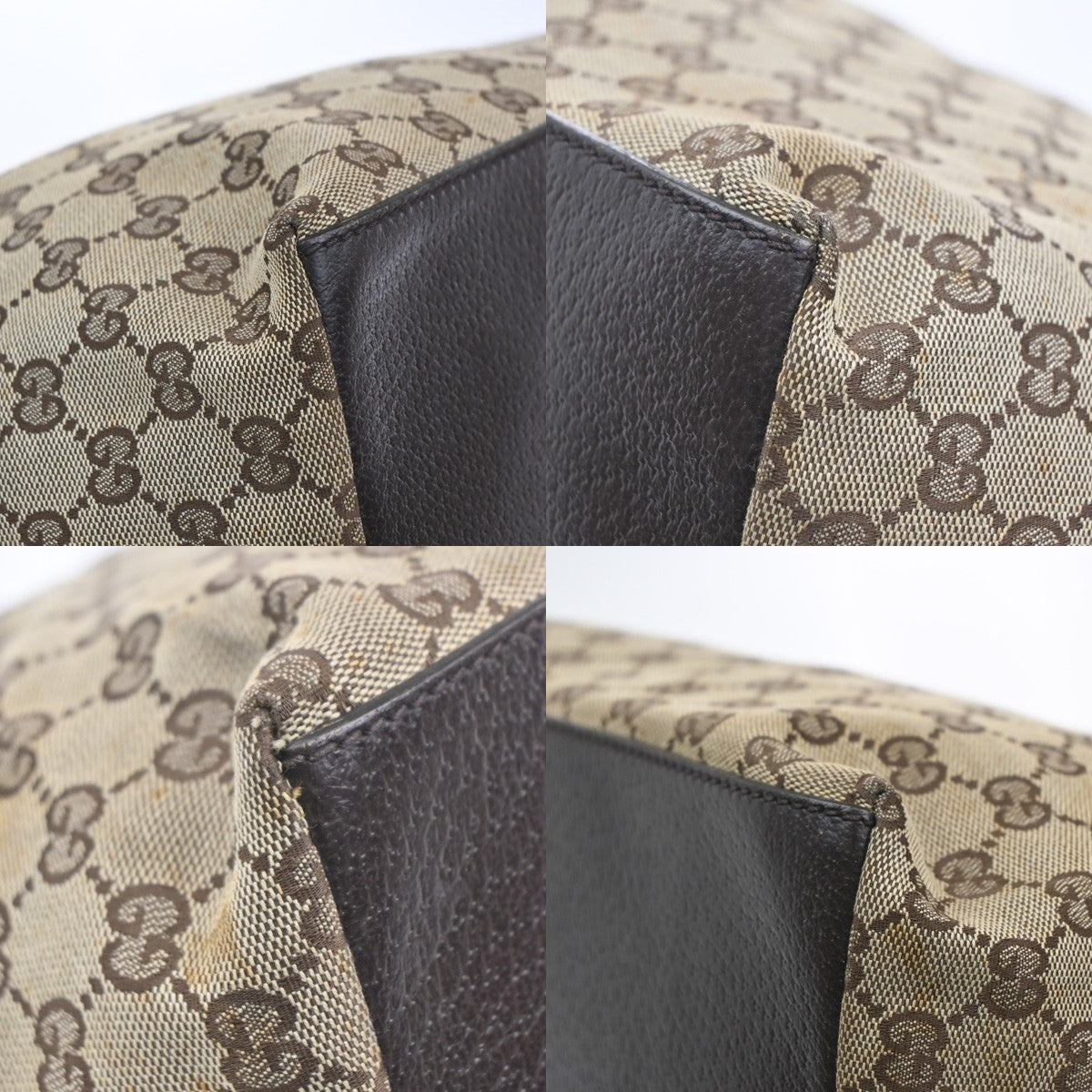 GUCCI GG Logo Sherry Line Shoulder Hand Bag Canvas Leather Beige Italy 67KC204