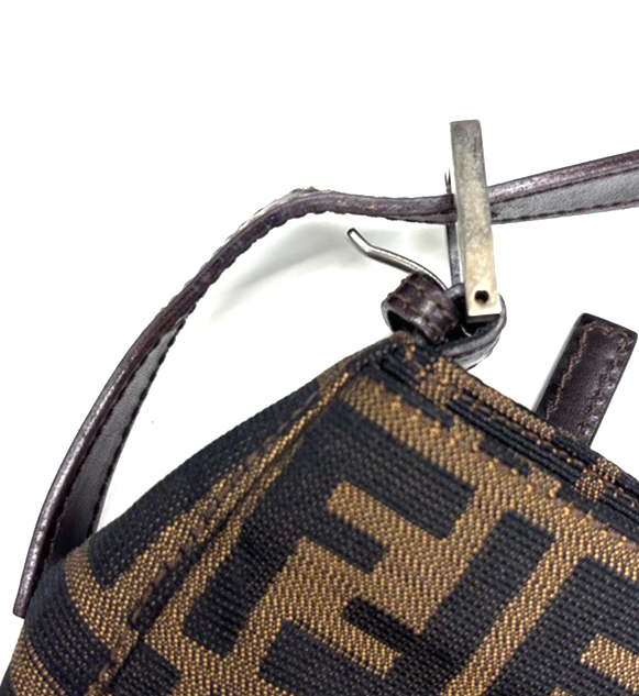 FENDI Mamma Baguette Zucca Shoulder bag Canvas Leather Brown SHW Italy 50MA115