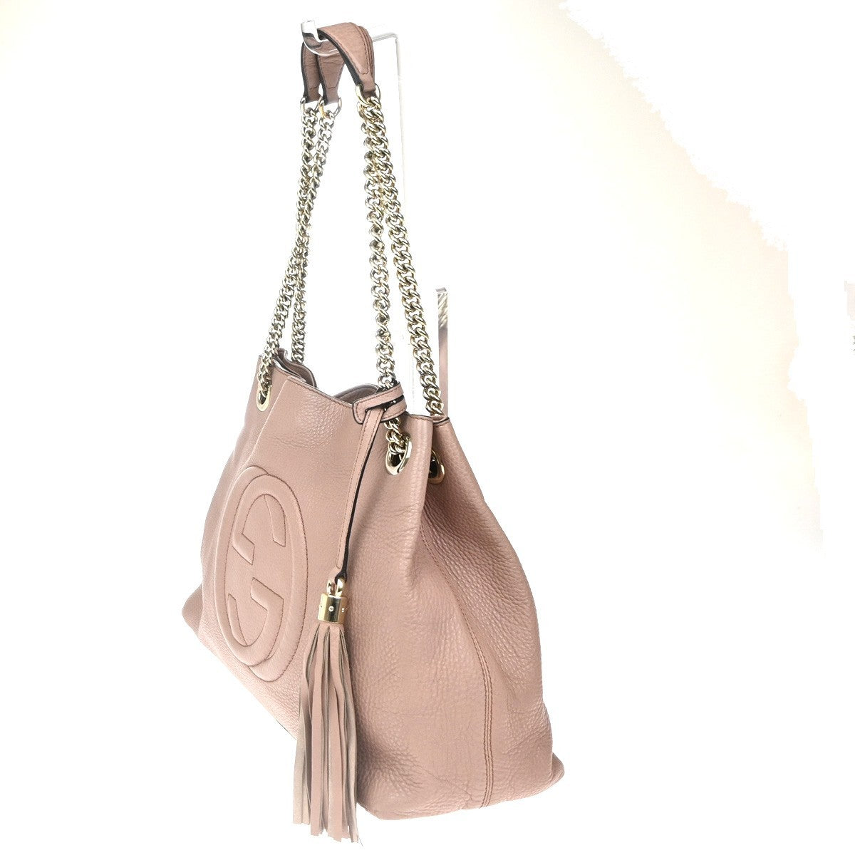 GUCCI Logo Soho Interlocking G Shoulder Bag Pebbled Calfskin Leather PK  95CA742