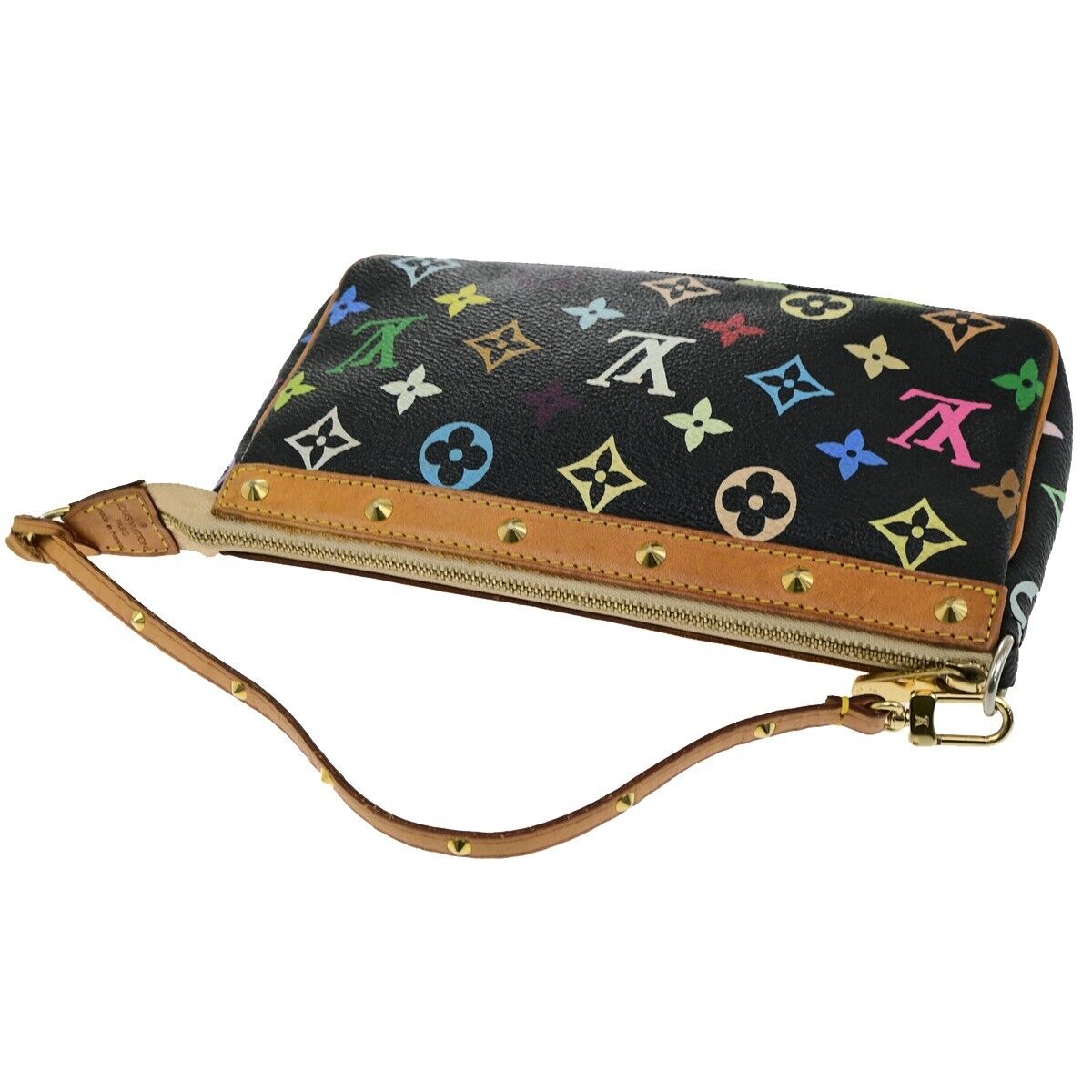 LOUIS VUITTON Pochette Accessoires Hand Bag Monogram Multi Black M92648 55ED447