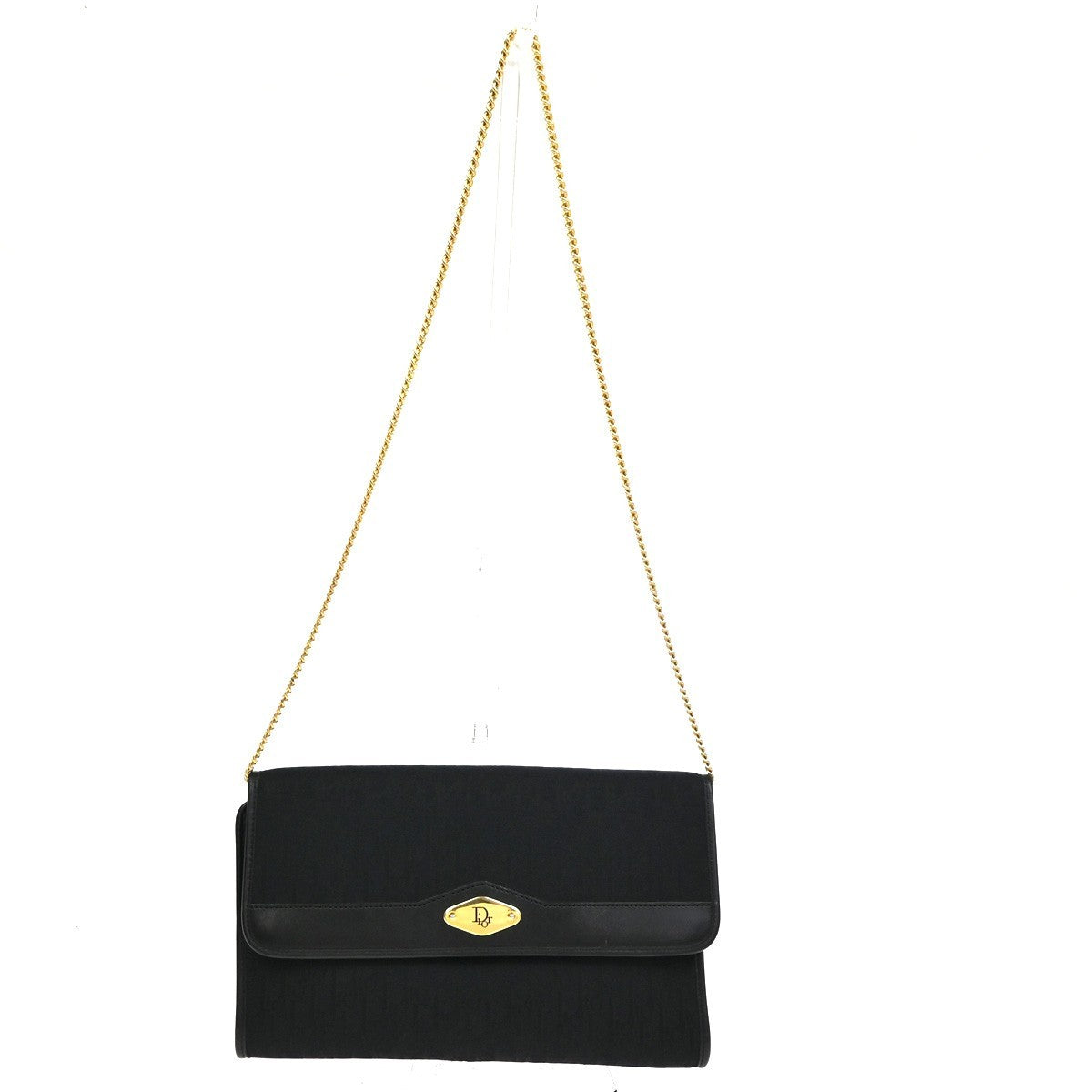 CHRISTIAN DIOR Logo Trotter Chain Shoulder Hand Bag Canvas Leather BK 61KC887