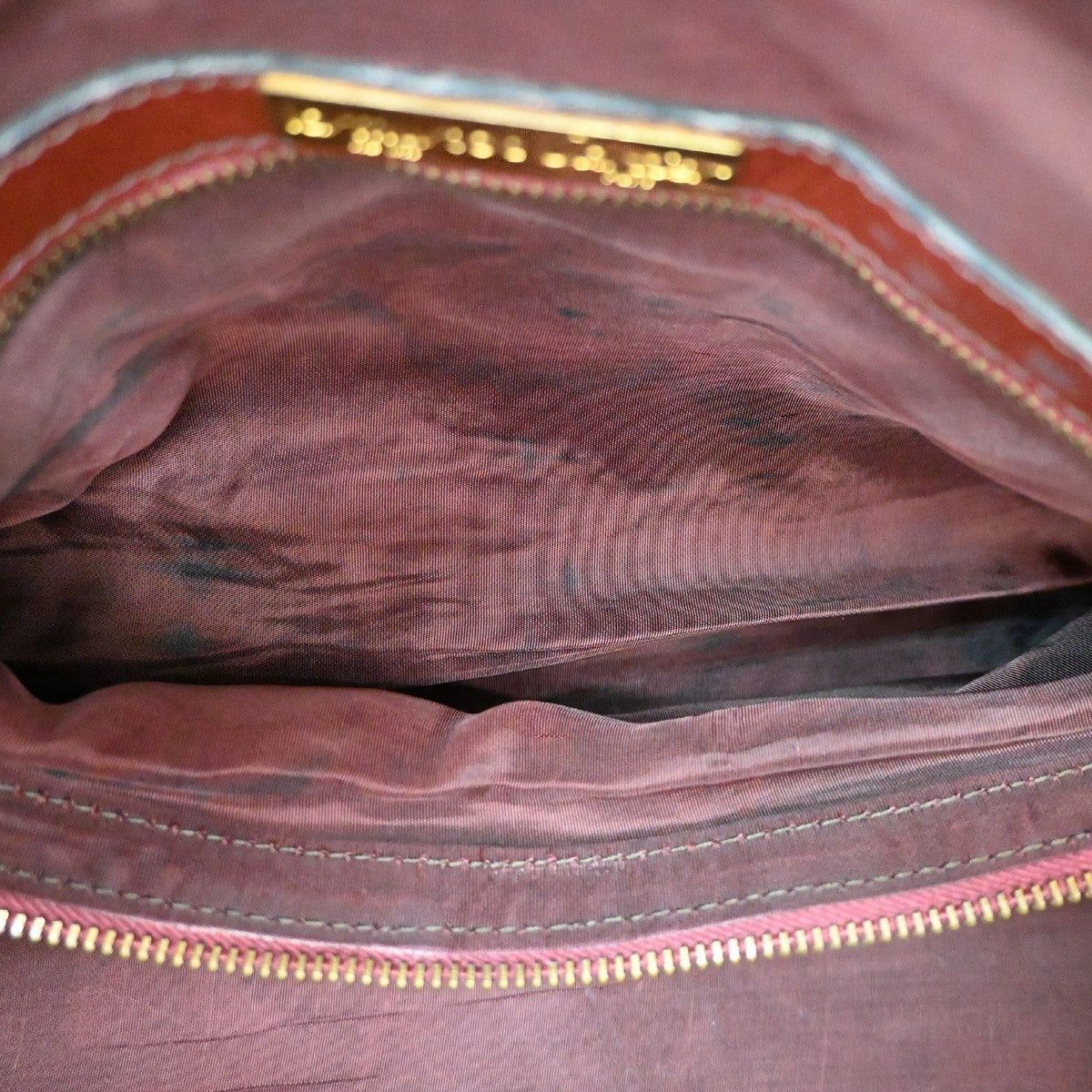CARTIER Logo Boston Hand Bag Suede Leather Red Burgundy GHW 02CB004