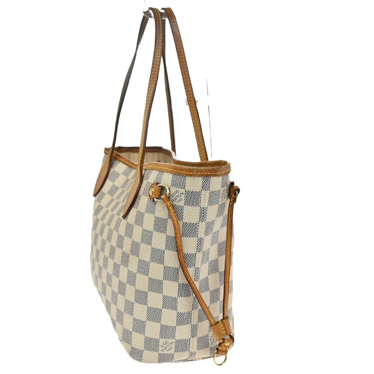 LOUIS VUITTON Neverfull PM Shoulder Tote Bag Damier Azur Leather N51110 72KB598