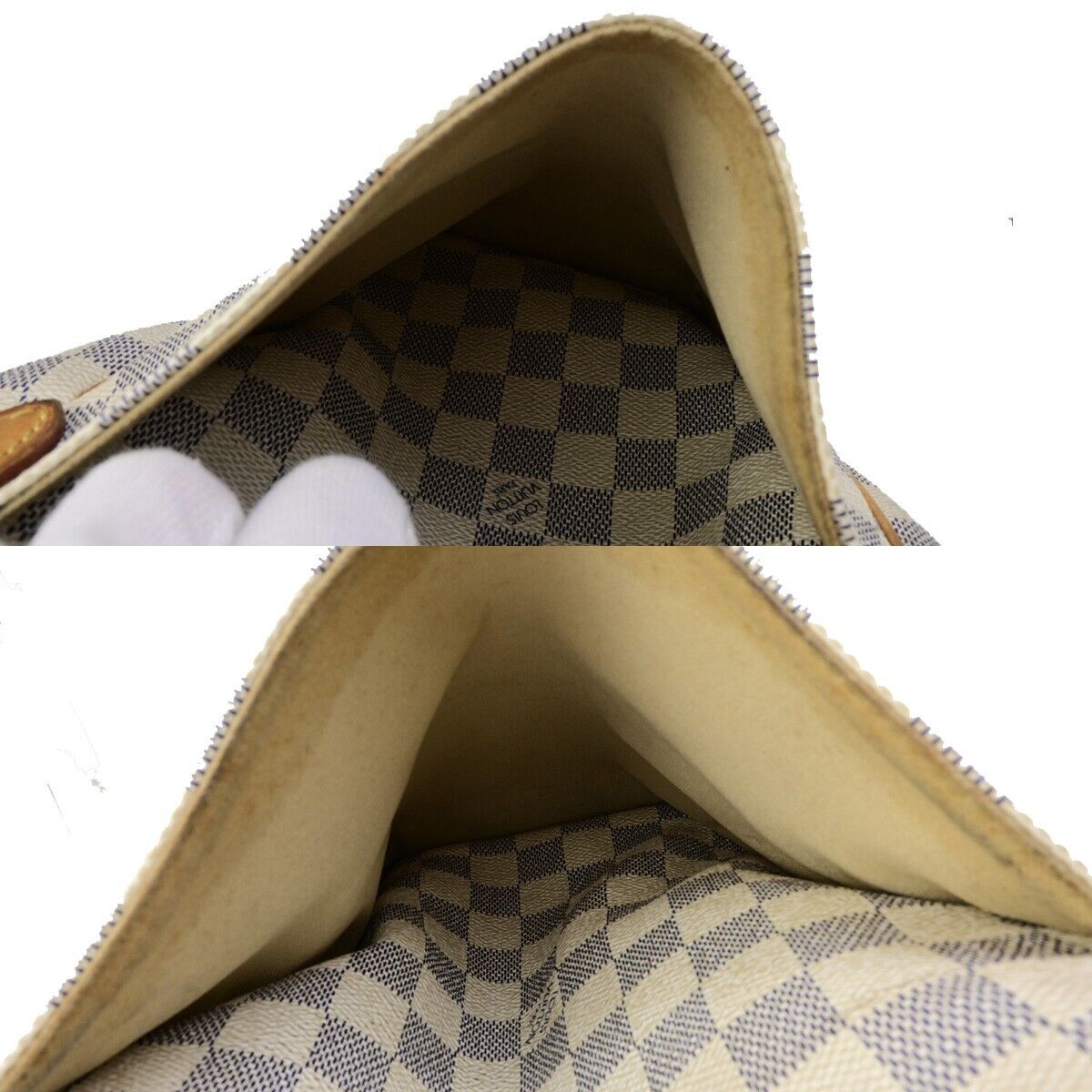 LOUIS VUITTON Totally PM Shoulder Bag Damier Azur Leather White N51261 84ED188