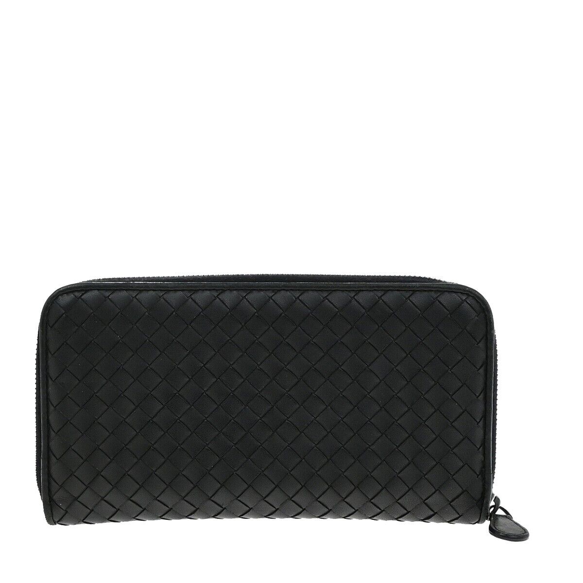 BOTTEGA VENETA Intrecciato Zipper Around Long Wallet Leather Black Italy 67EE081