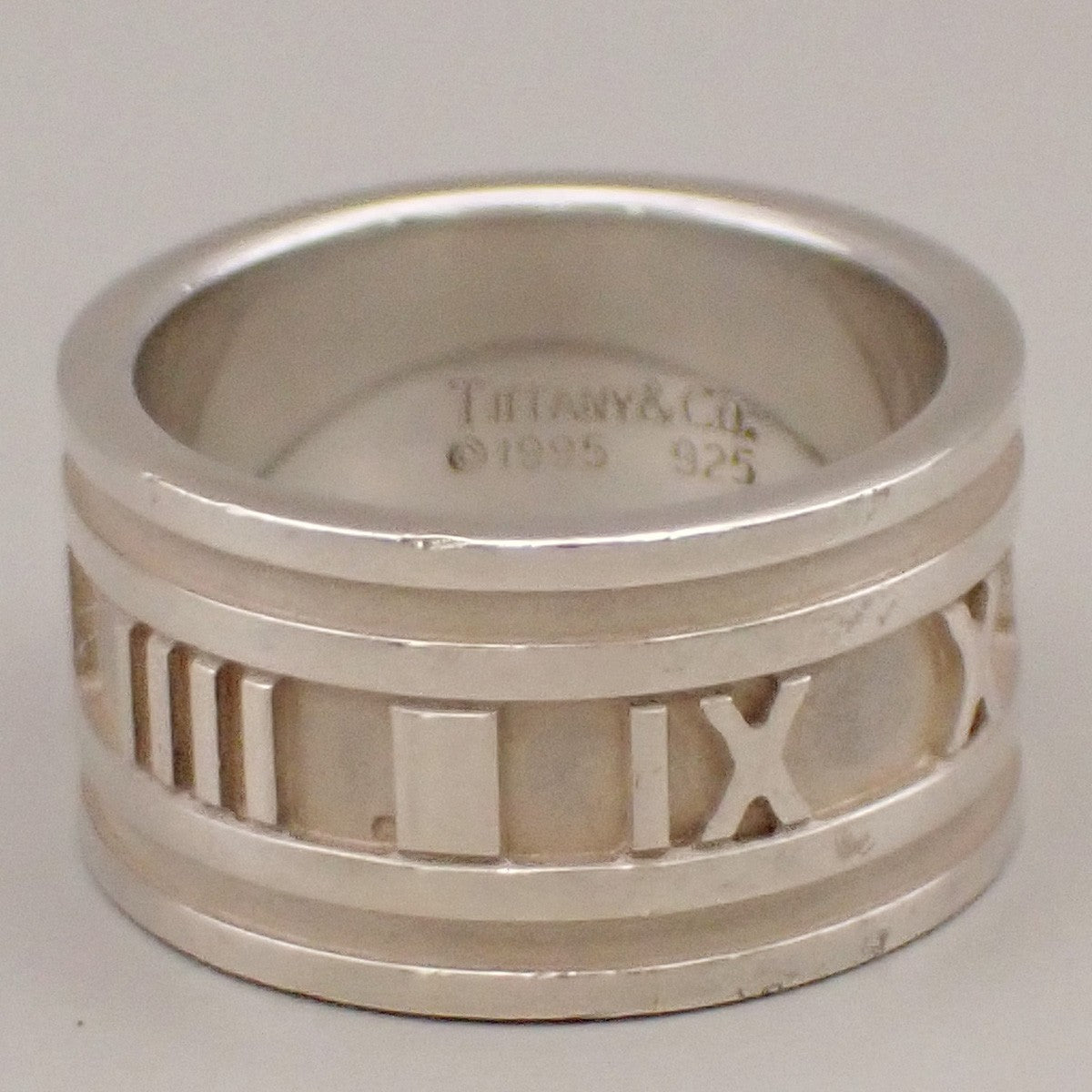 Tiffany & Co. Logo Atlas Ring US #8.5 Silver 925 Roman Numerals 09YH730
