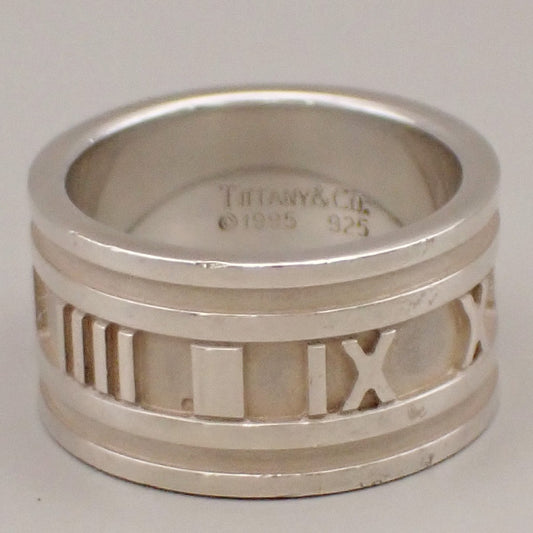 Tiffany & Co. Logo Atlas Ring US #8.5 Silver 925 Roman Numerals 09YH730