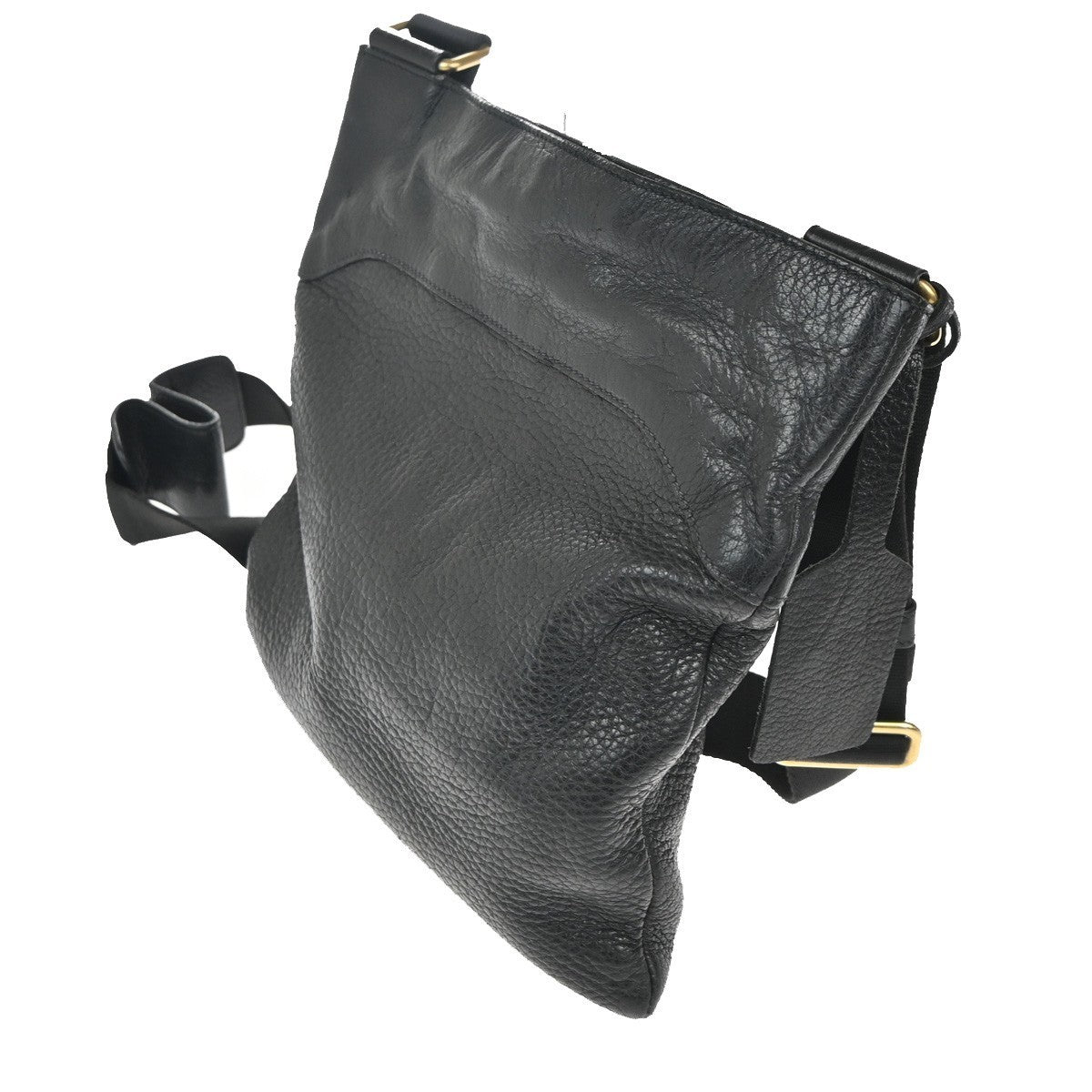 PRADA MILANO Messenger Shoulder Bag Canvas Leather Black GHW  11TA527
