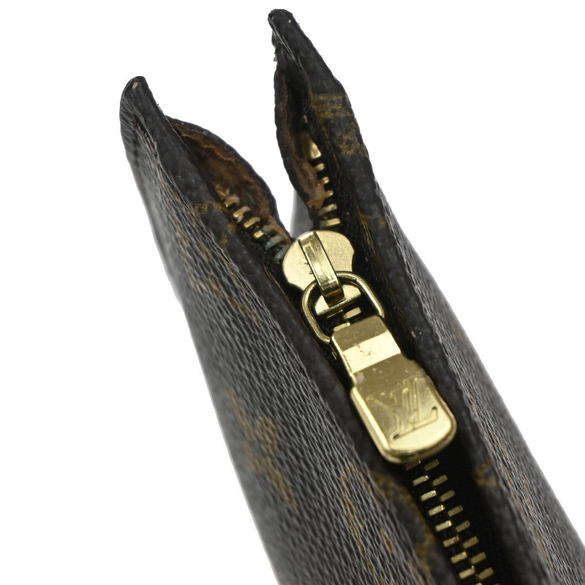 LOUIS VUITTON Logo BUCKET GM Pouch Bag Monogram Leather Brown France 05EG176